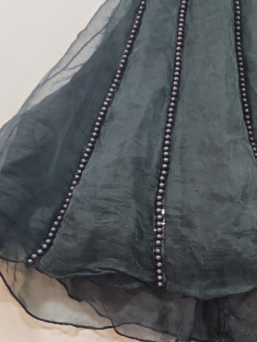 Boho Black Long Sleeve Beaded Evening Gown Festival Fairy Tulle Skirt Open Back - Picture 6 of 16